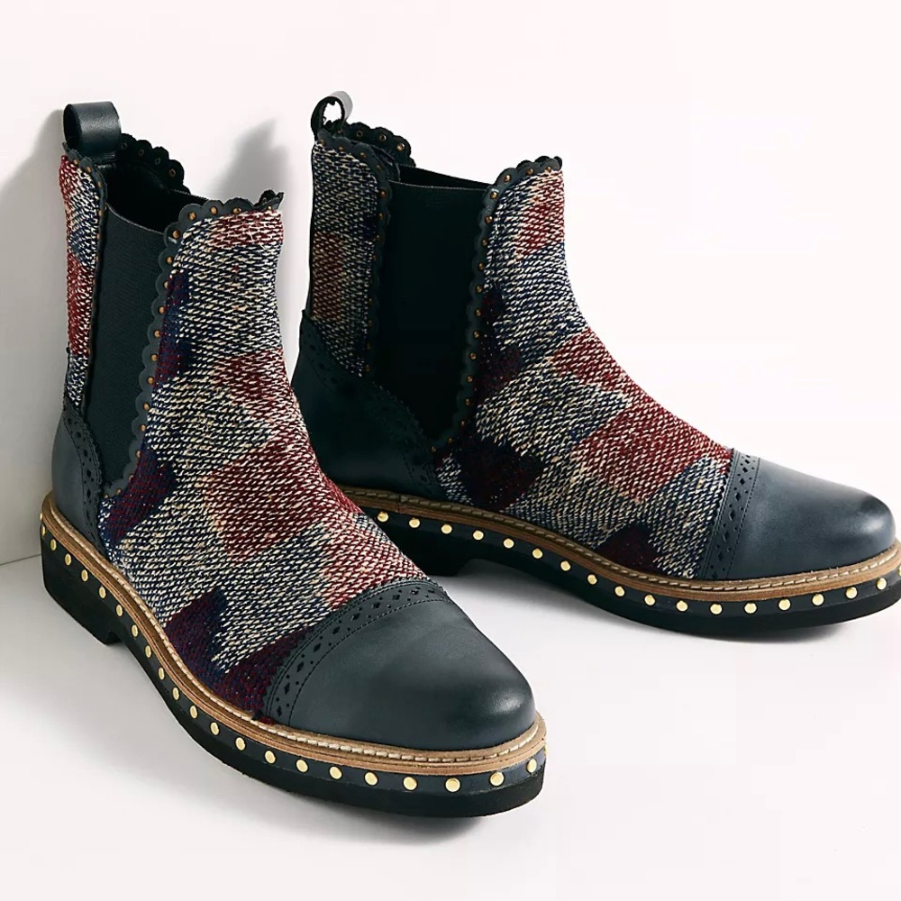 Free People Textile Atlas Chelsea Boot Blue Vintage